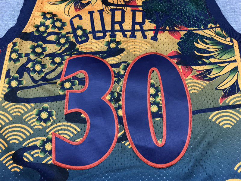 Golden State #30 Steph Curry Japanese Theme Classics Jersey