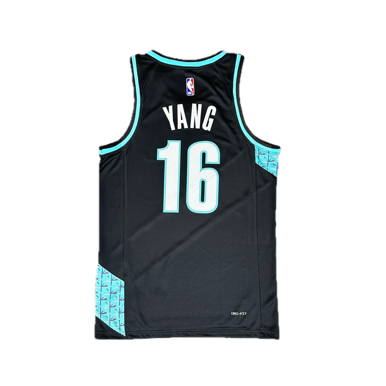 Black basketball jersey with 'Yang' and number '16' on a white background