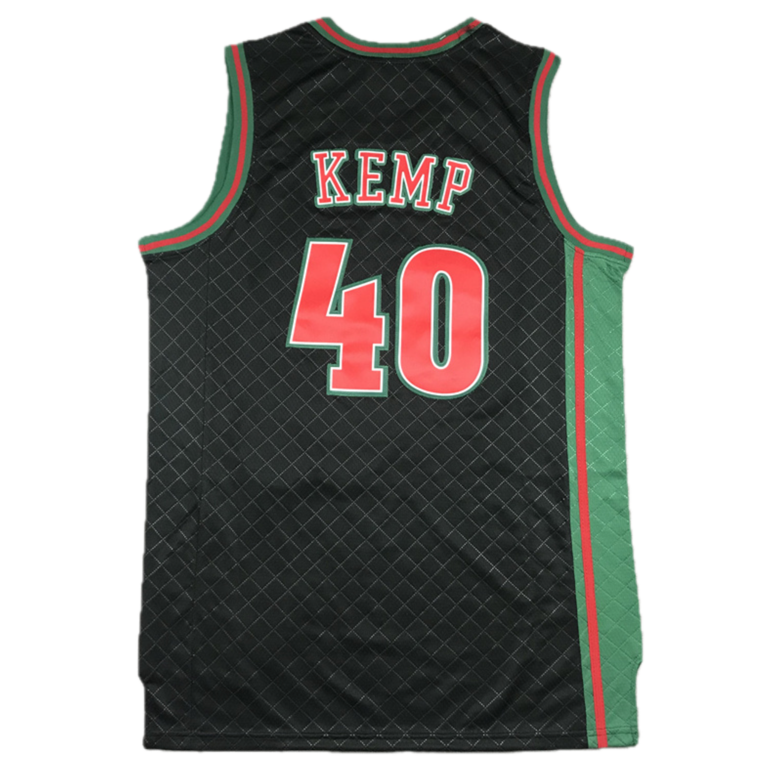 Seattle Sonics #40 Kemp Throwback Classics Jersey (Black/Detailed/Red/Green)