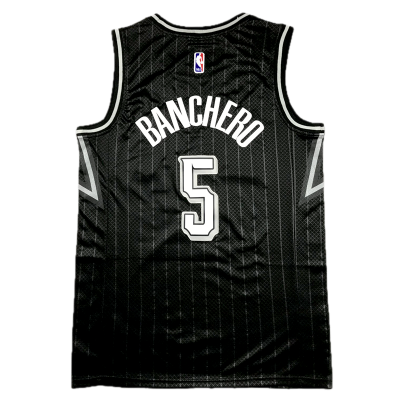 Orlando #5 Banchero (Black Pinstripe) Swing Jersey